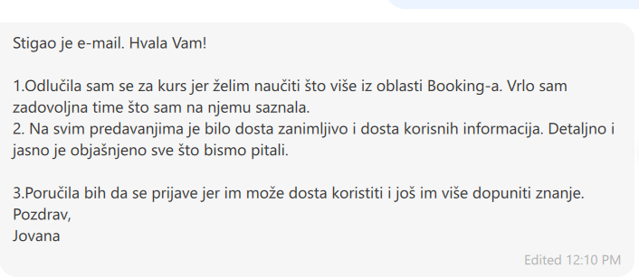 Utisak polaznice 3