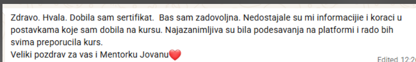 Utisak polaznice 1