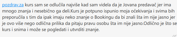 Utisak polaznice 2