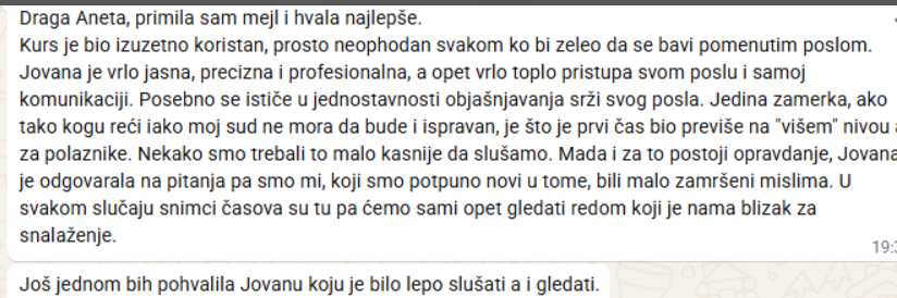 Utisak polaznice 4